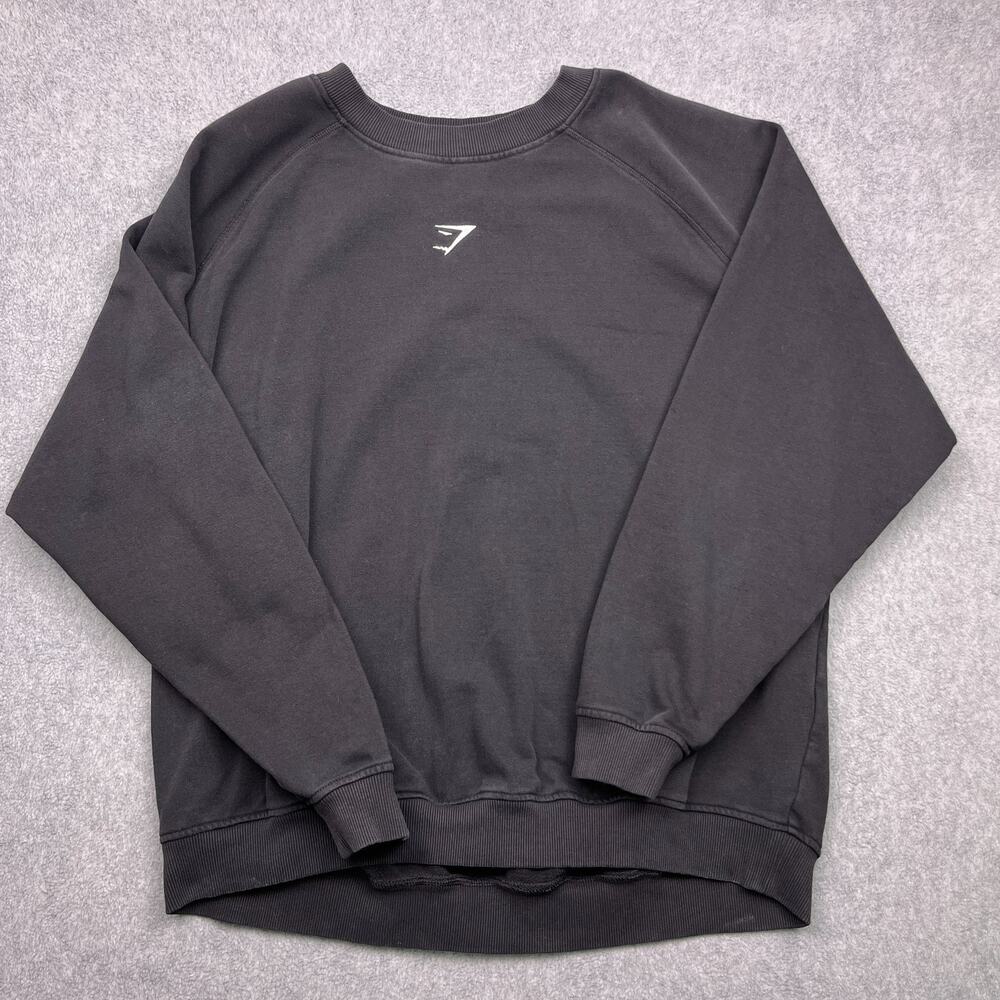 gymshark crest sweatshirt black center logo crew neck mens xl